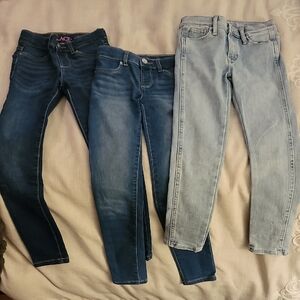 Girls Size 6X/7, Dark and Light Blue Jeans & Jean Leggings, 3 Pairs, Great Cond